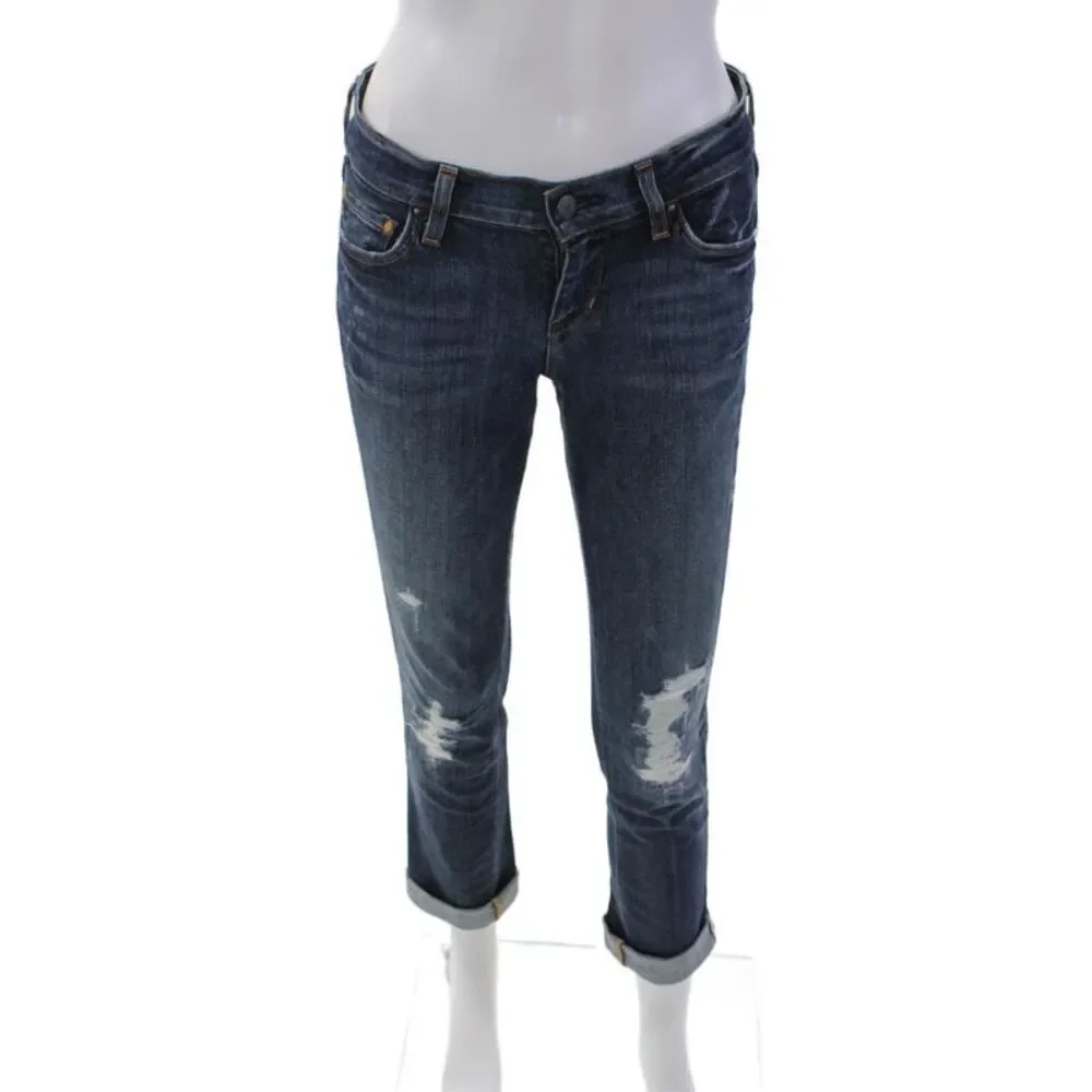 C of H Los Angeles Womens Cuffed Ava Low Rise Straight Leg Jeans Blue Size 25