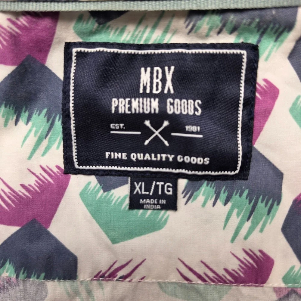 MBX Premium Goods Mens XL Short Sleeve Button Up Shirt Abstract Geometric Print