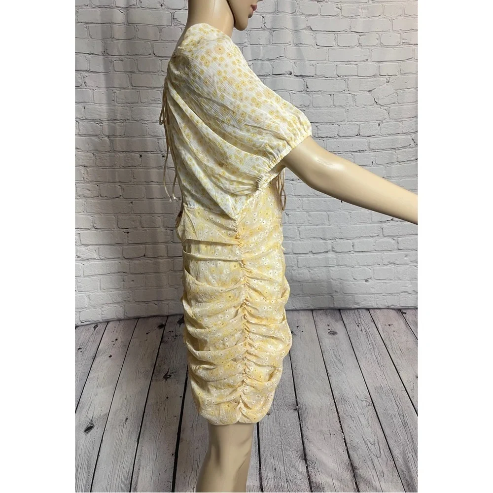 New Free People Tea Yellow Floral Tessa Dress Size M