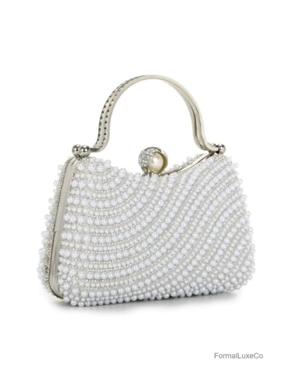 Pearl Clutch Evening Bag Beaded Wedding Purse Women Formal