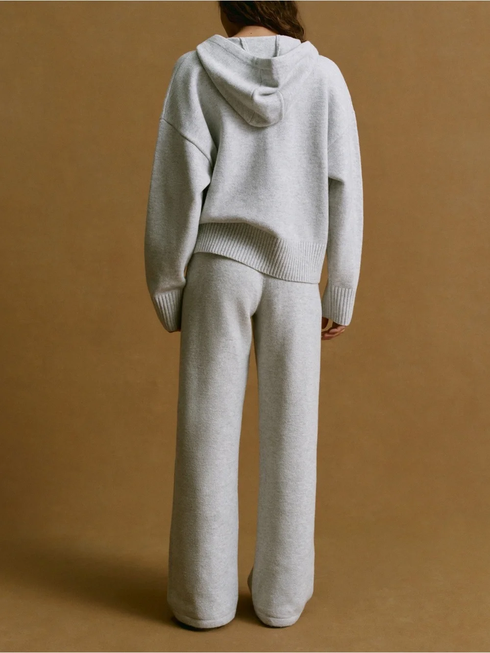 Adanola Varsity Knit Straight Leg Sweatpants in Grey and Navy