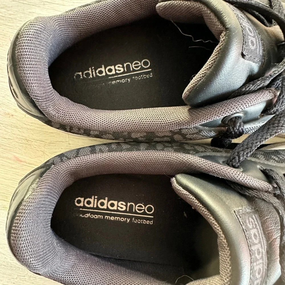 Adidas NEO Advantage Cloudfoam Black Grey Animal Print‎ Sneakers Womens 8.5