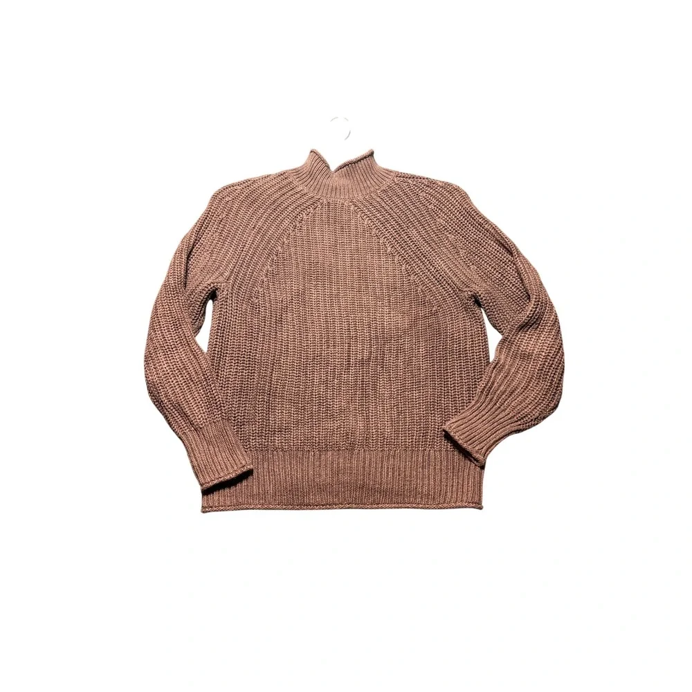 J.Crew Sweater Women XS Brown Excellent Mock Neck‎ Ribbed Knit Raglan