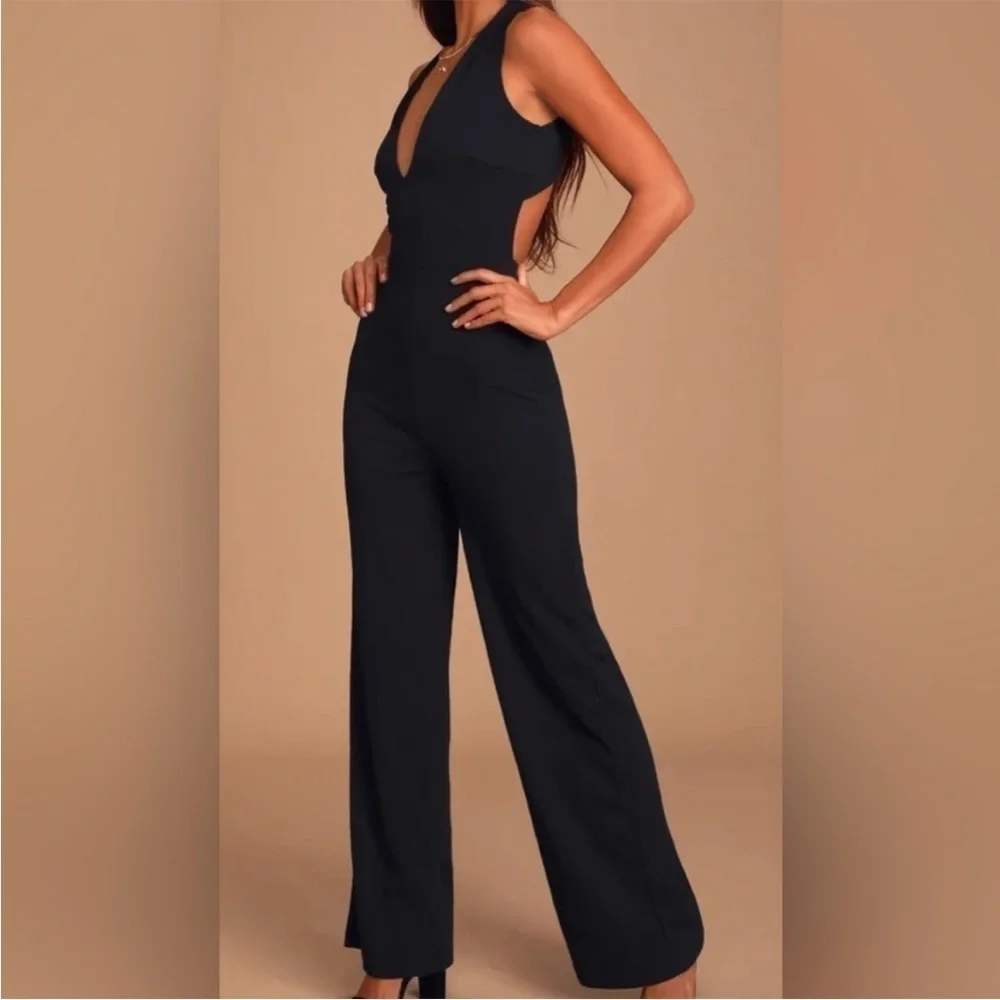 Lulus - Thinking Out Loud Black Backless Jumpsuit - Size Small NWT‎