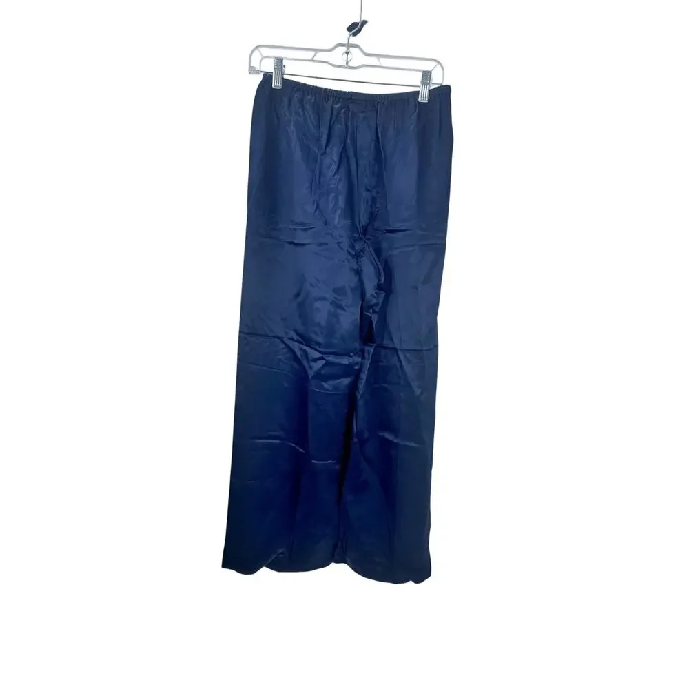 J. Crew Womens Petite Cosmo Pant Stretch In Luster Charmeuse Navy Size S NWT