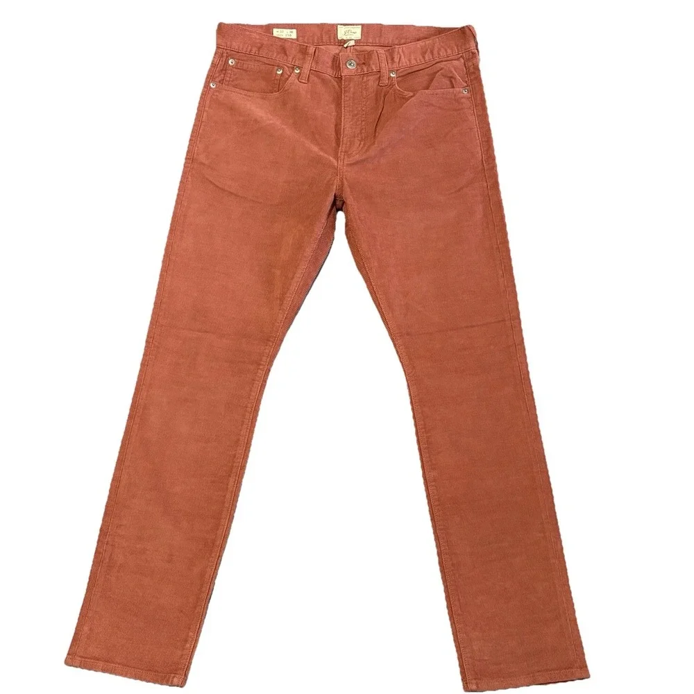 JCrew Corduroy Pants Men 33x30 Rust‎ Style 250 Straight Fit Stretch Medium Wale