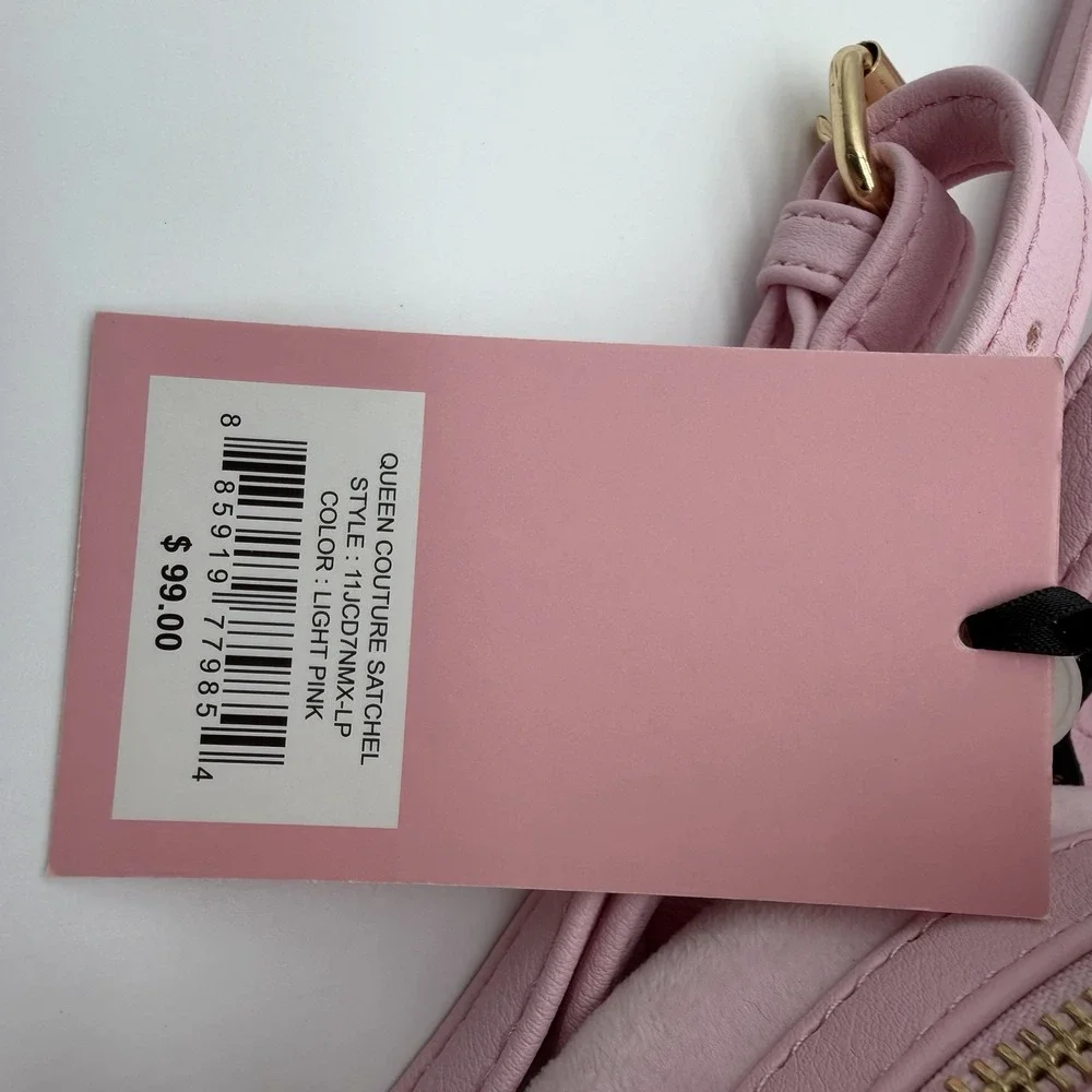 NWT Juicy Couture Queen Couture Velour Satchel Bag Charm Y2K Light Pink