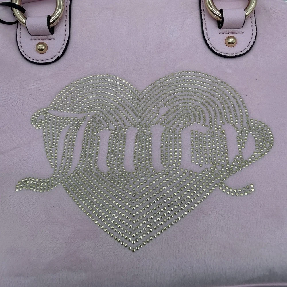 NWT Juicy Couture Queen Couture Velour Satchel Bag Charm Y2K Light Pink