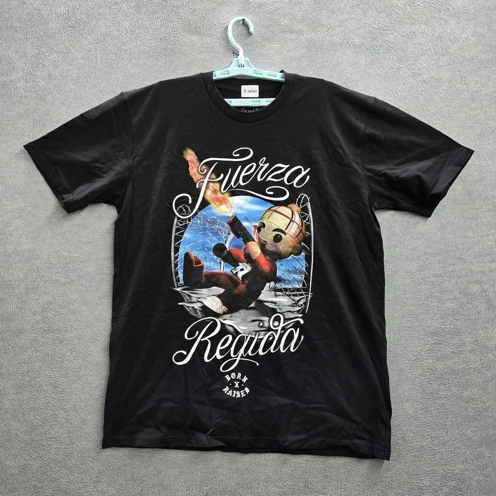 Born X Raised Men Shirt XL‎ Black Graphic Fuerza Regida Otra Peda Tour