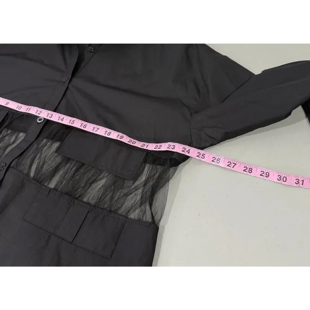 The Vault By Sacha‎ Black Button Up Mesh Sheer Art To Wear Whimsigoth Top L/XL?