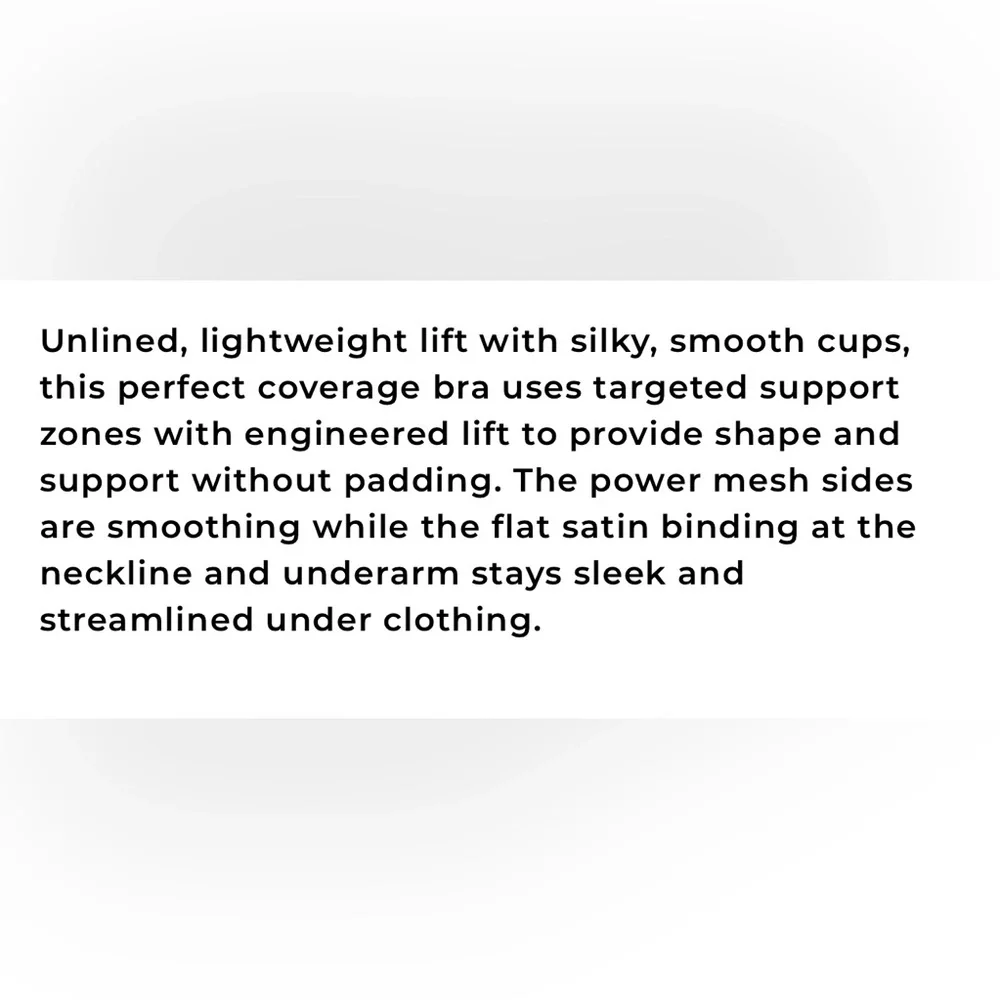 NWOT Soma Unbelievable Lift Perfect‎ Coverage Bra Mesh Sheer Underwired
