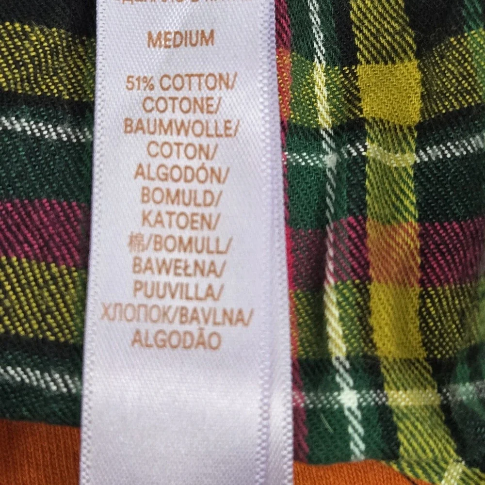 Savage X Fenty Women Sleepwear‎ Green Plaid Flannel Sleepshirt Long Sleeve