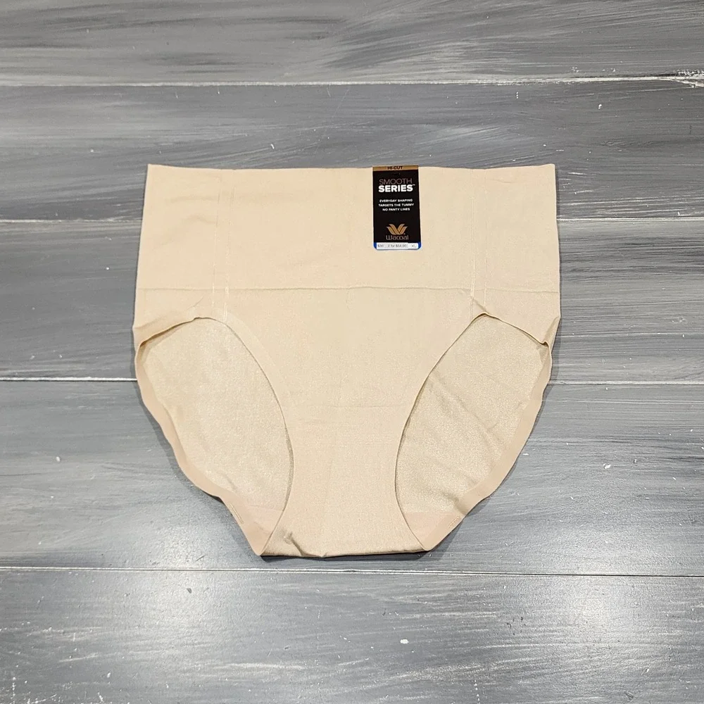 Wacoal Smooth Series Hi-Cut Briefs Beige XL Tummy Control Seamless 804360‎ NWT
