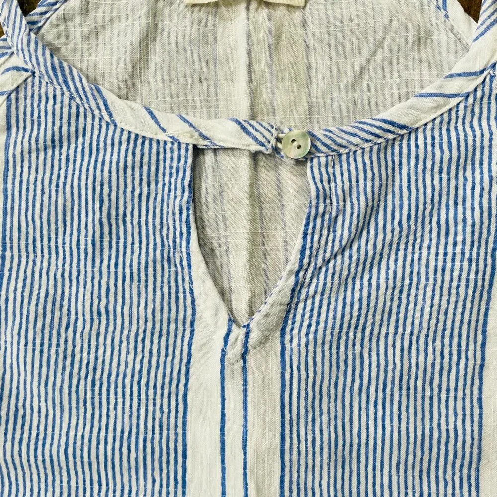 The‎ Nines Blue White Striped Cold Shoulder Tank Top Size M