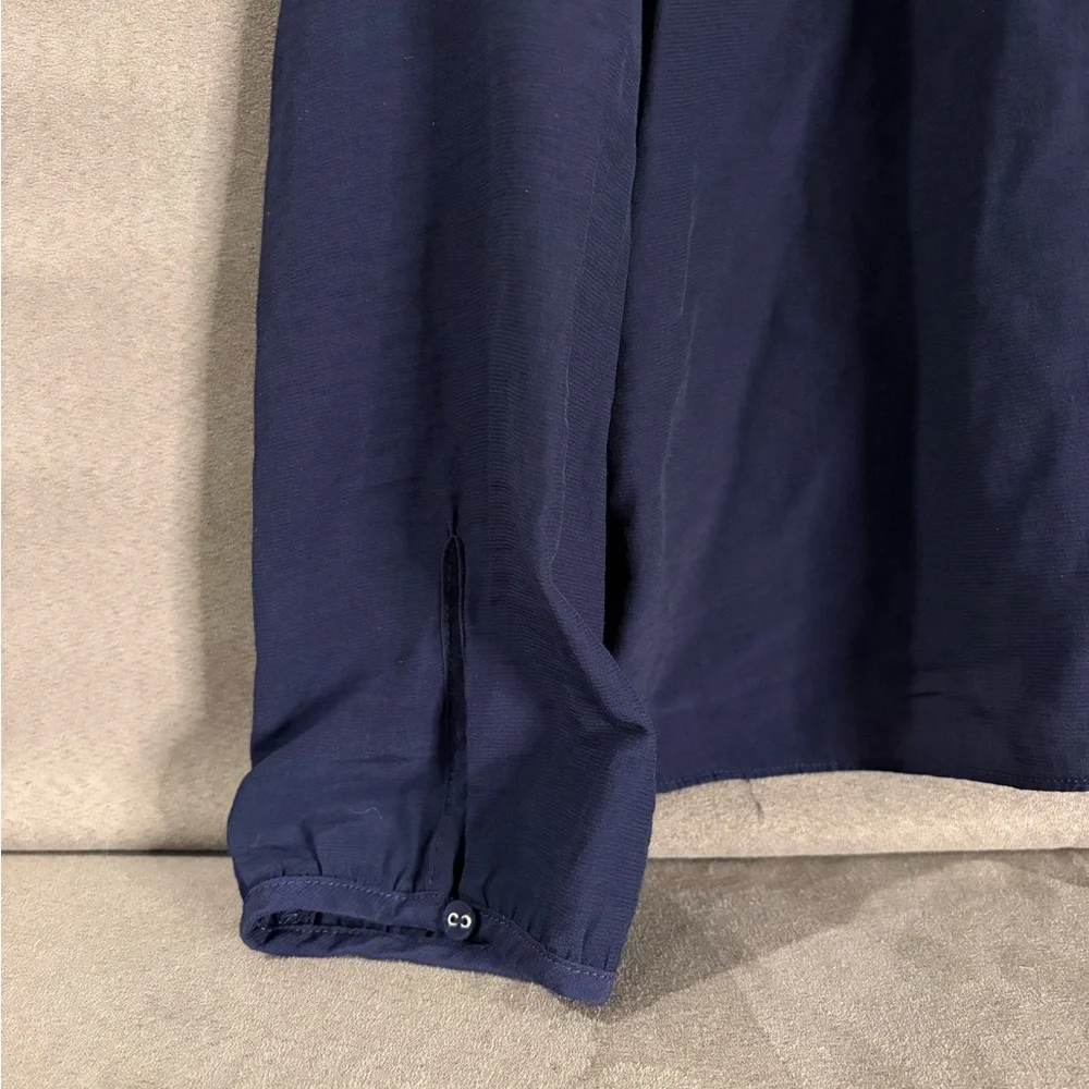 Current Air Ruffle Long Sleeve Navy Blouse Whimsy Flowy‎ Women’s Size Large