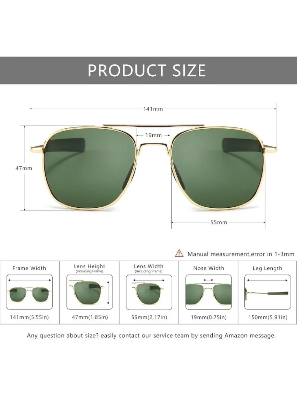 Men's Military Style Polarized Aviator Sunglasses with Bayonet Temples - UV