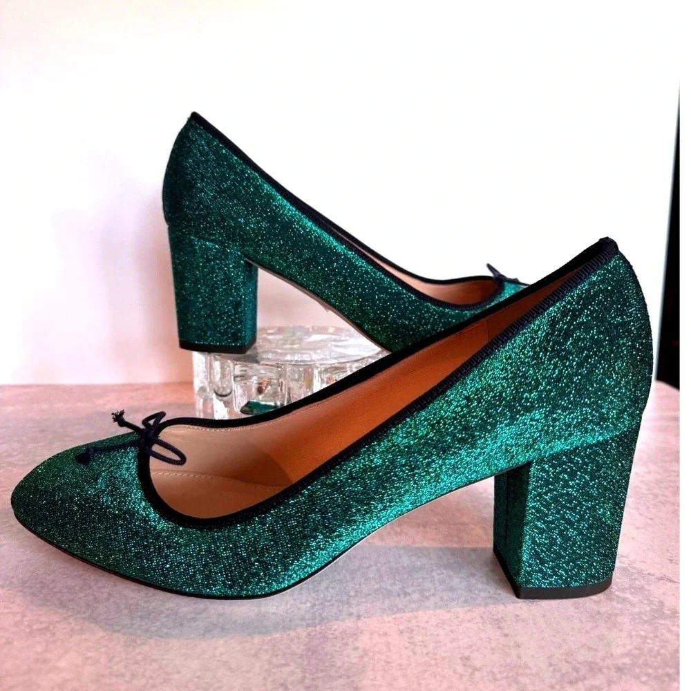 J.Crew Sophia Glitter Pumps – Size 9.5 –‎ Green/Blue/Black