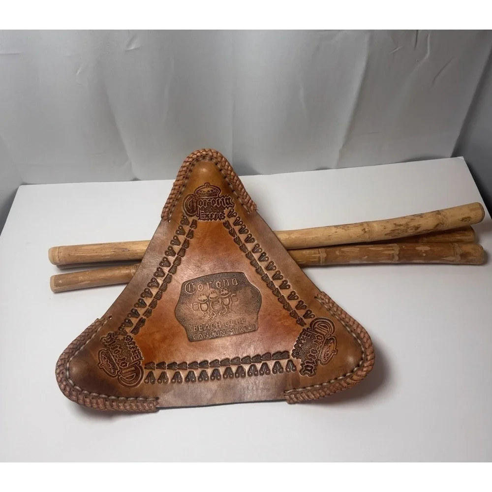 Decorative‎ Corona Beach Club Folding Leather & Wooden Chair Cancun Mexico