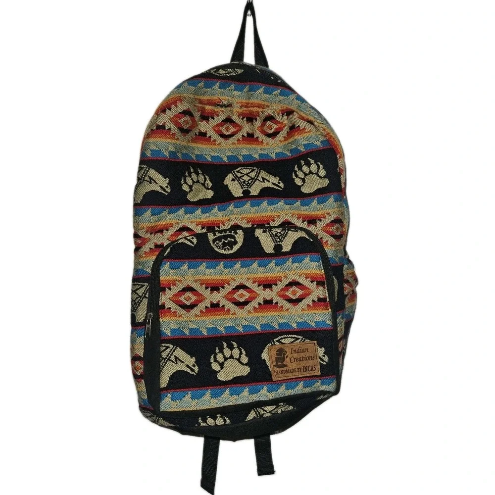 Indian Creations Handmade By Incas Native American Bear And Paw Backpack Boho