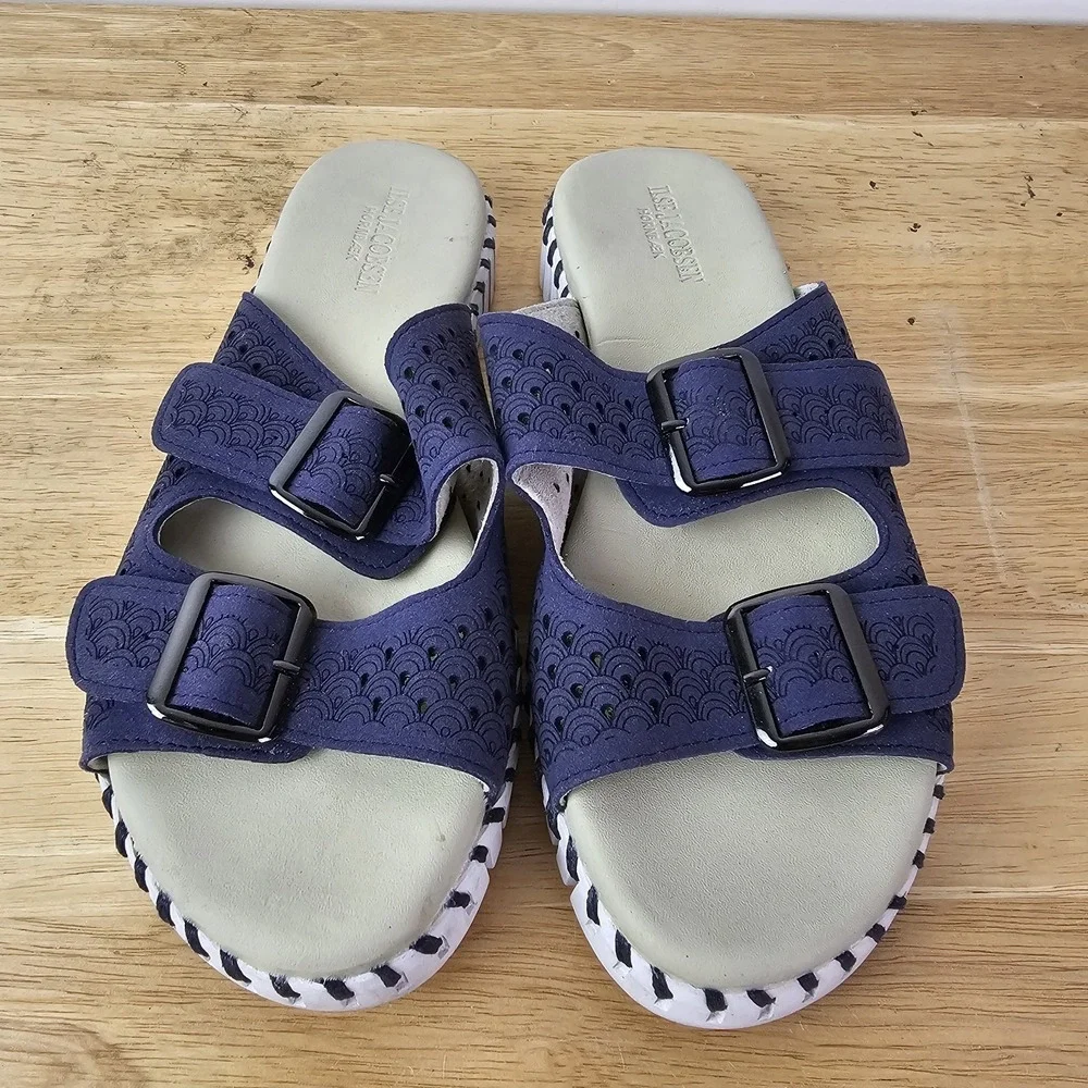 Ilse Jacobsen Tulip Purple 2‎ Buckle Sandals Womens EU 37 Size 7 Comfort Shoes