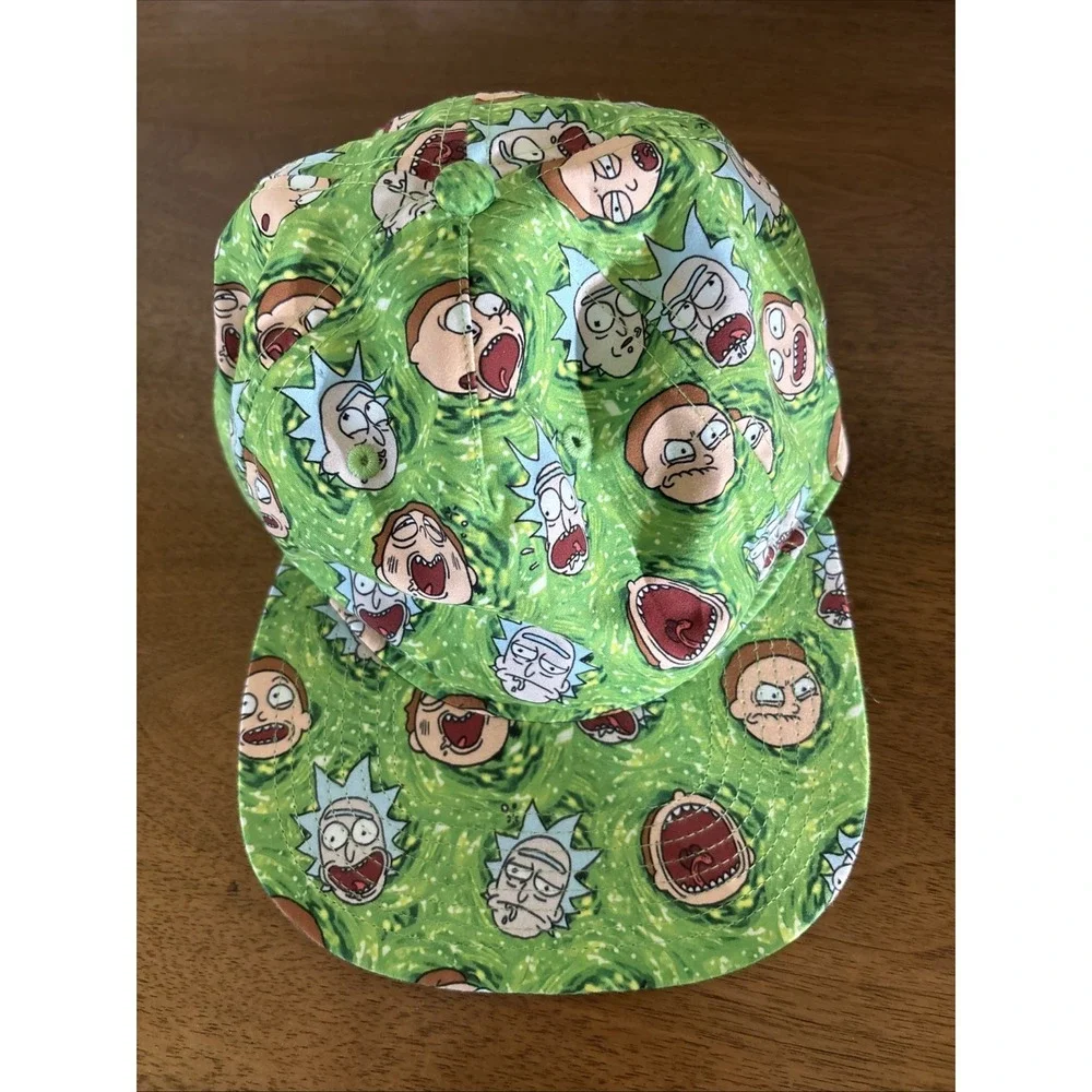 Rick And Morty Baseball Cap Hat ‎ Snapback Green All Over Print Adult Swim