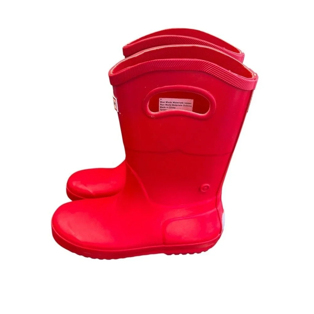 Hunter Kids Wellington Rain Boots Red Waterproof Pull On‎ Size 4