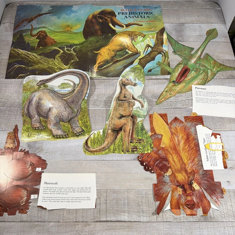 Vintage 1980 Watermill Press Build Learn Prehistoric Animals 3 Models Complete