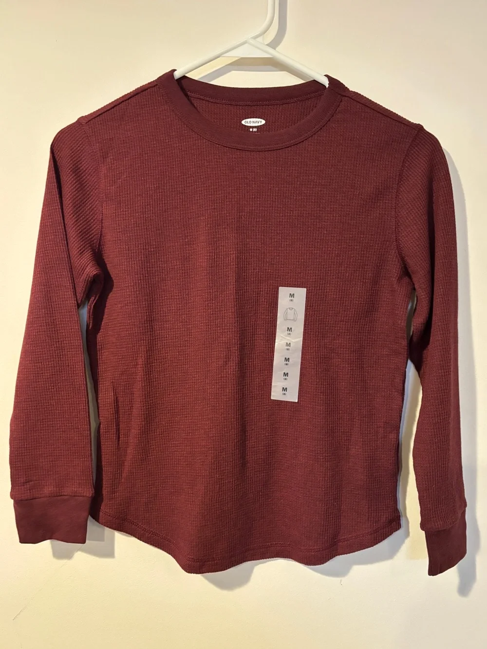 NWT Old Navy Maroon Boys Waffle Long-Sleeve Tee size M 8