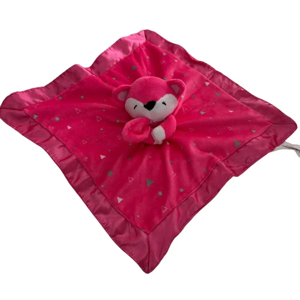 Nuby Hot‎ Pink Fox Baby Lovey Plush Security Blanket 14
