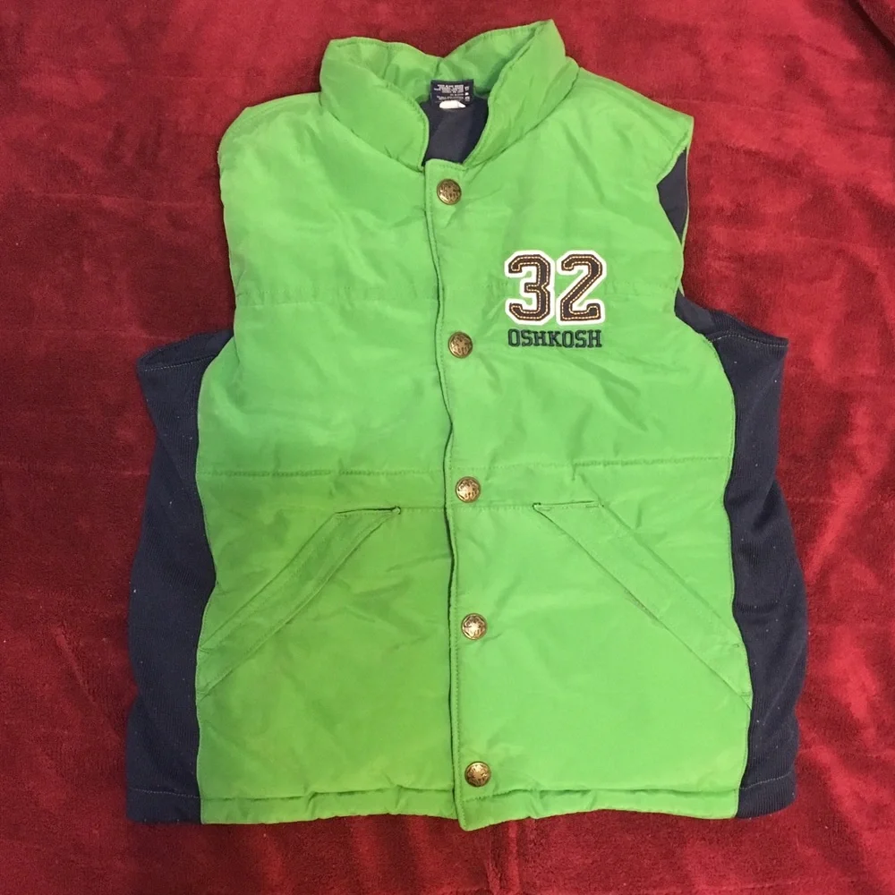 OshKosh B’gosh Boys Green & Blue Winter Vest | Size 5 | EUC