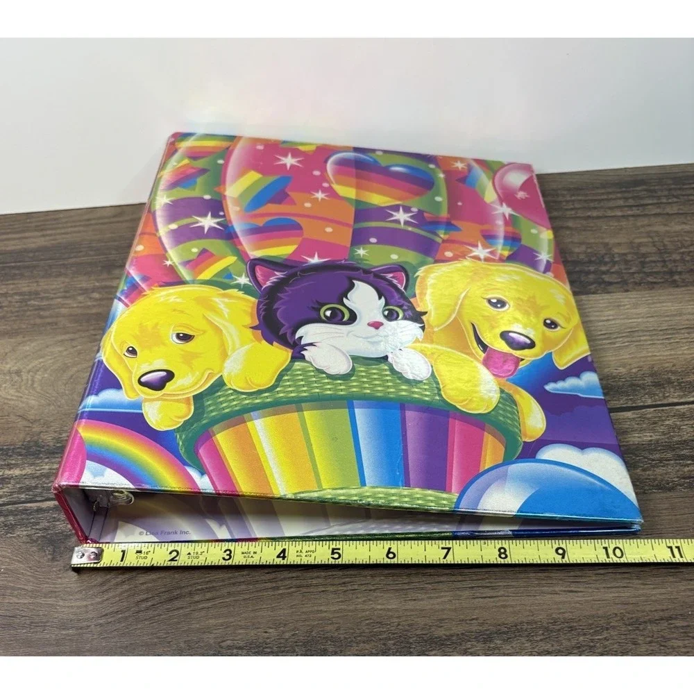 Vintage Lisa Frank 3 Ring Binder Hot Air Balloon Kittens Labrador Puppies