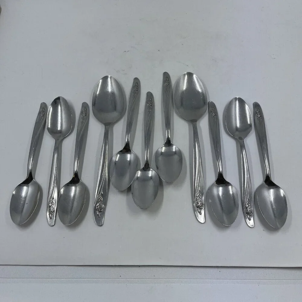 Oneida‎ Roseanne Flatware 2 Oval Soup Spoon 9 Teaspoon Set Stainless