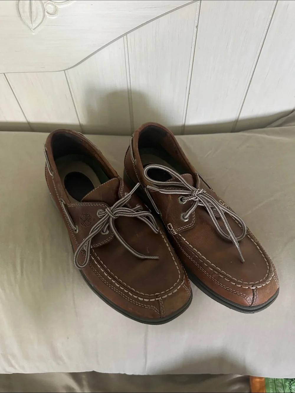 Timberland Brown Leather Men's Boat Shoes with Contrast Laces
