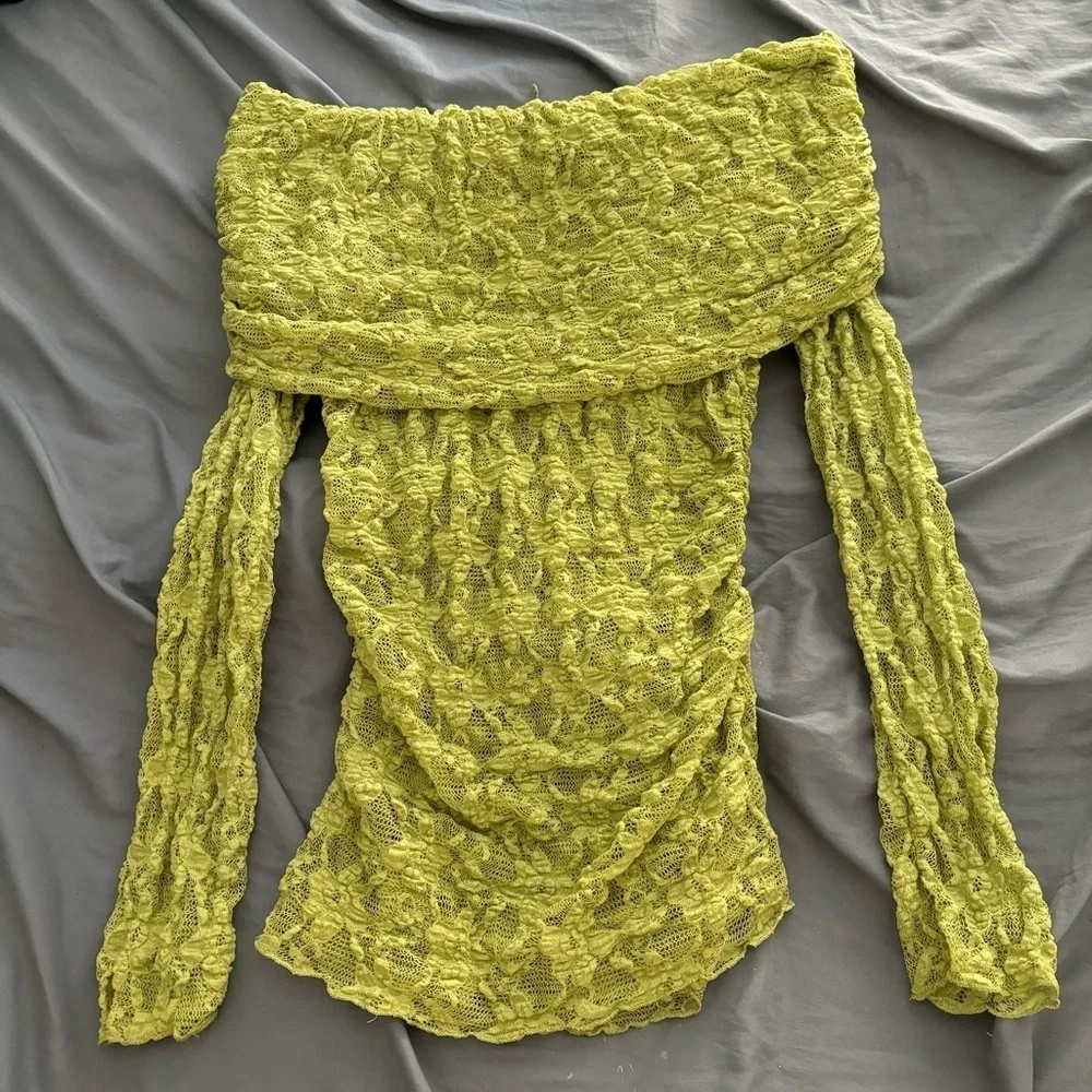 Zara Green Off the Shoulder Top