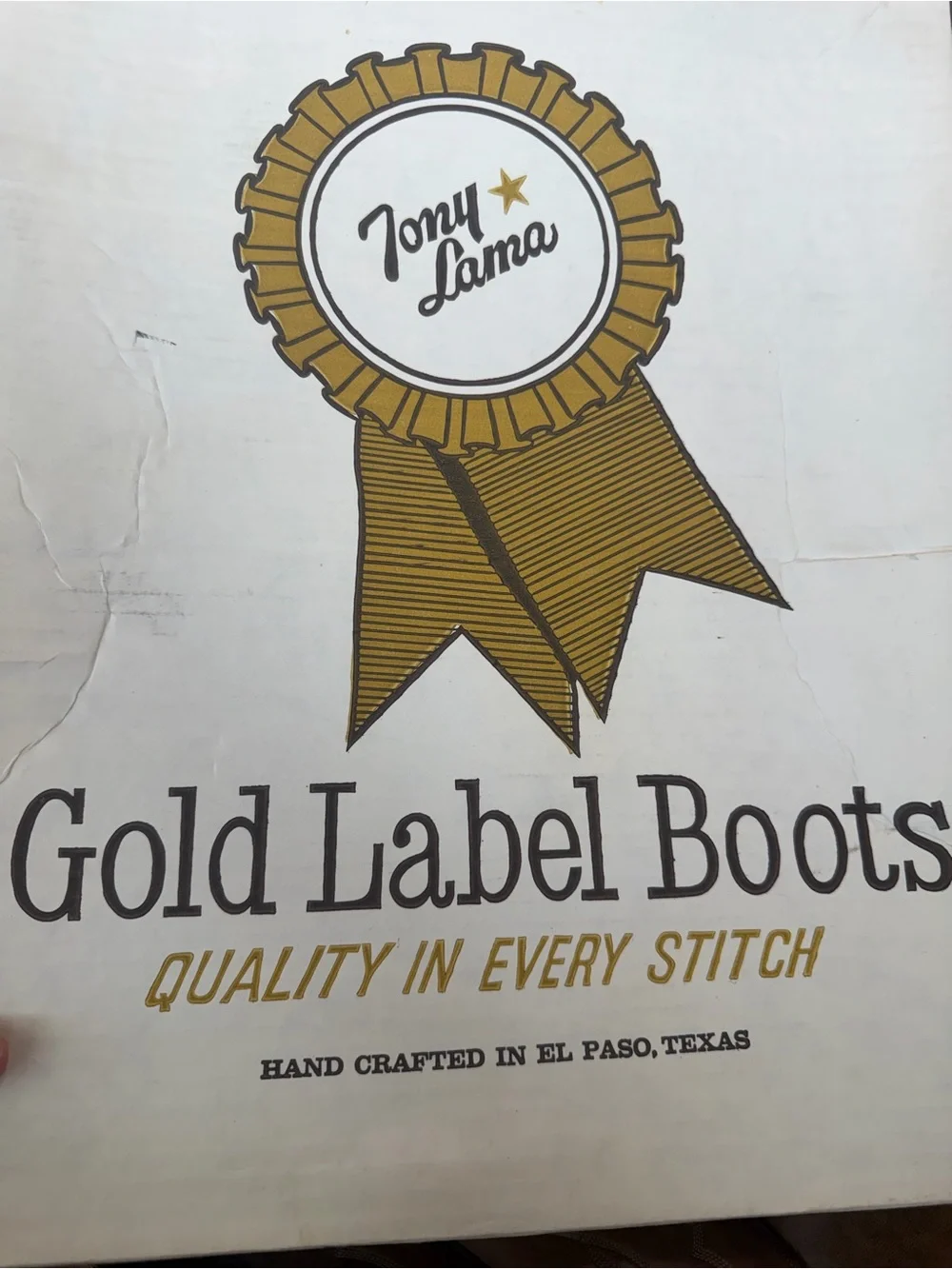 Tony Lama Gold Ribbon Badge Graphic - Gold and Black