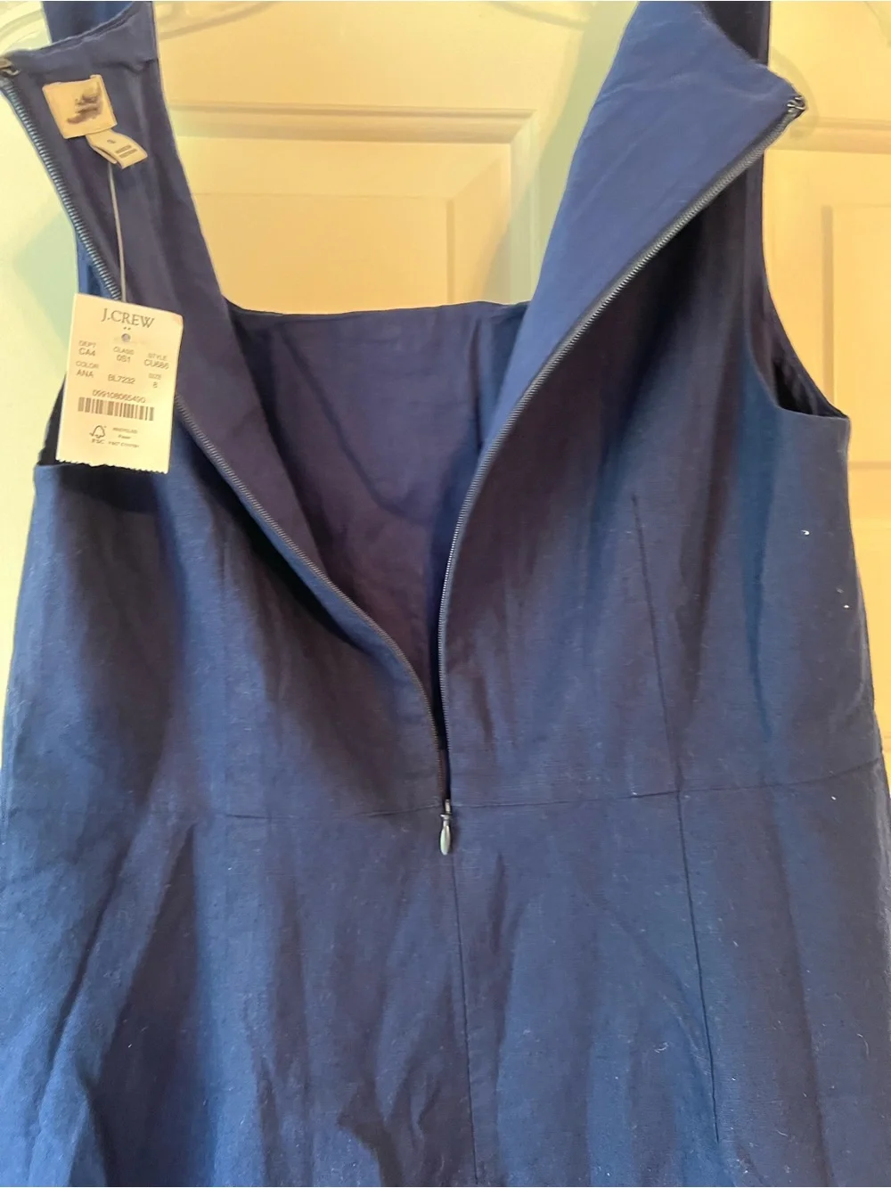 J Crew Factory Antique Navy Linen Blend Faux Button Front Midi Dress NWT 8 #2725