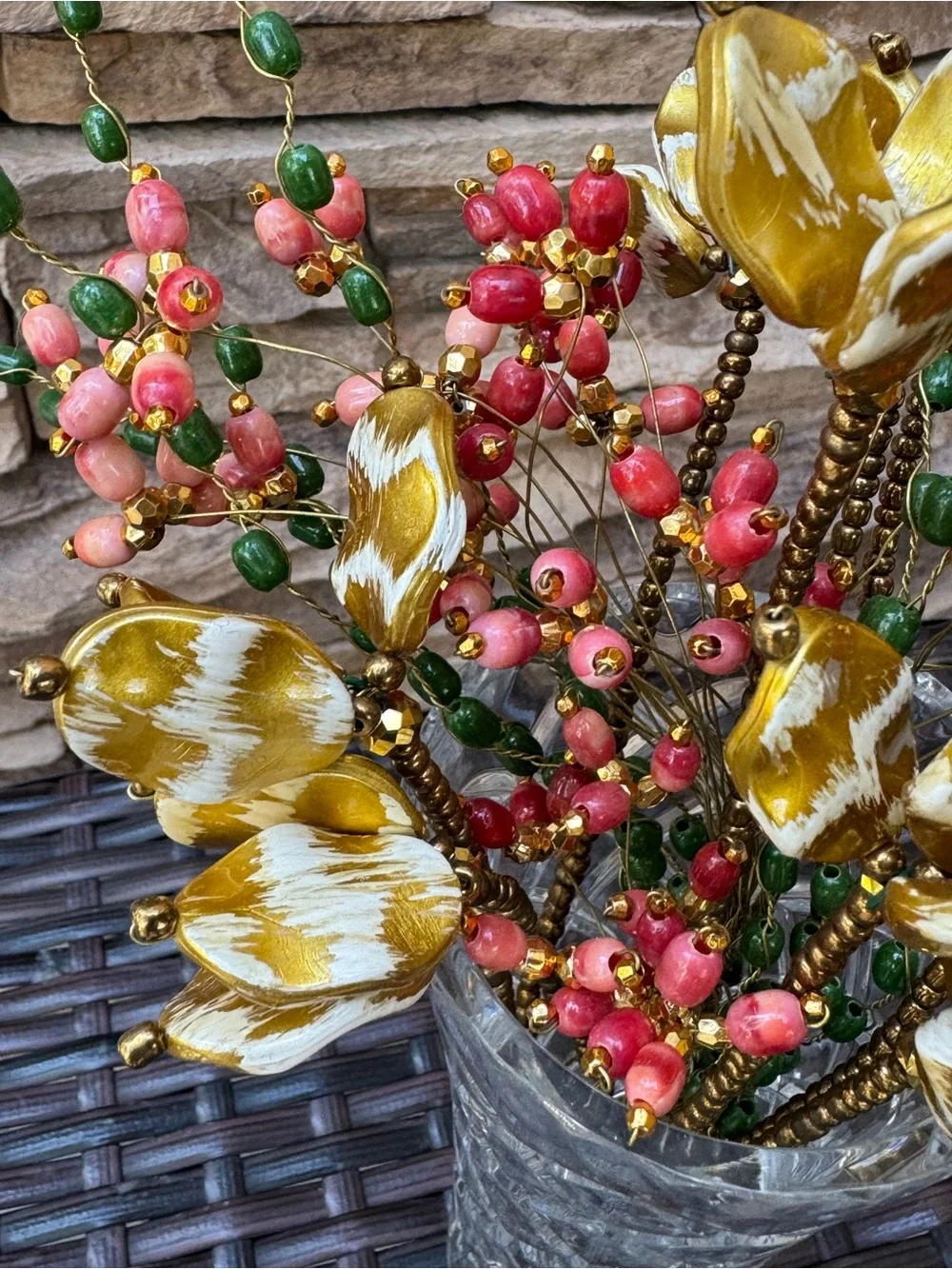 Decorative Gold & Green Floral Arrangement