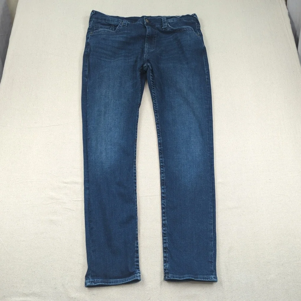 True Religion Jeans Mens 36x32 Blue Rocco Relaxed Skinny Dark Wash