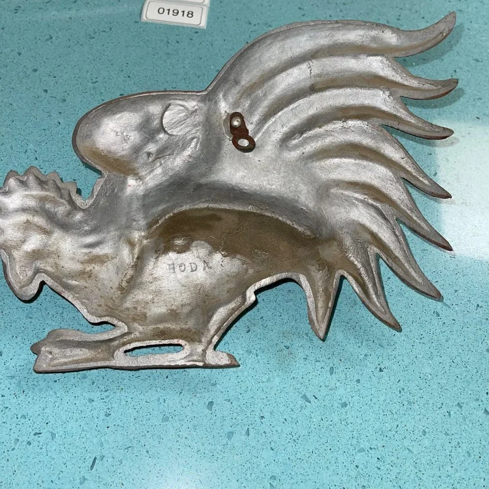 Hoda Vintage Rooster Wall Plaques Orange Metal Set Of Two Mid Century Modern