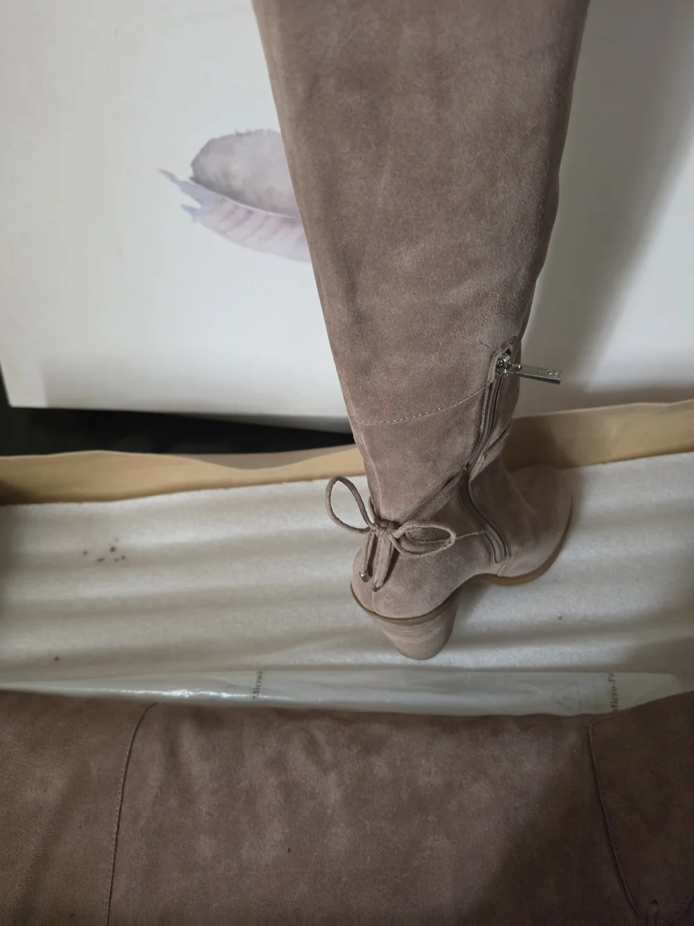 Jessica Simpson Taupe Suede Knee-High Block Heel Boots