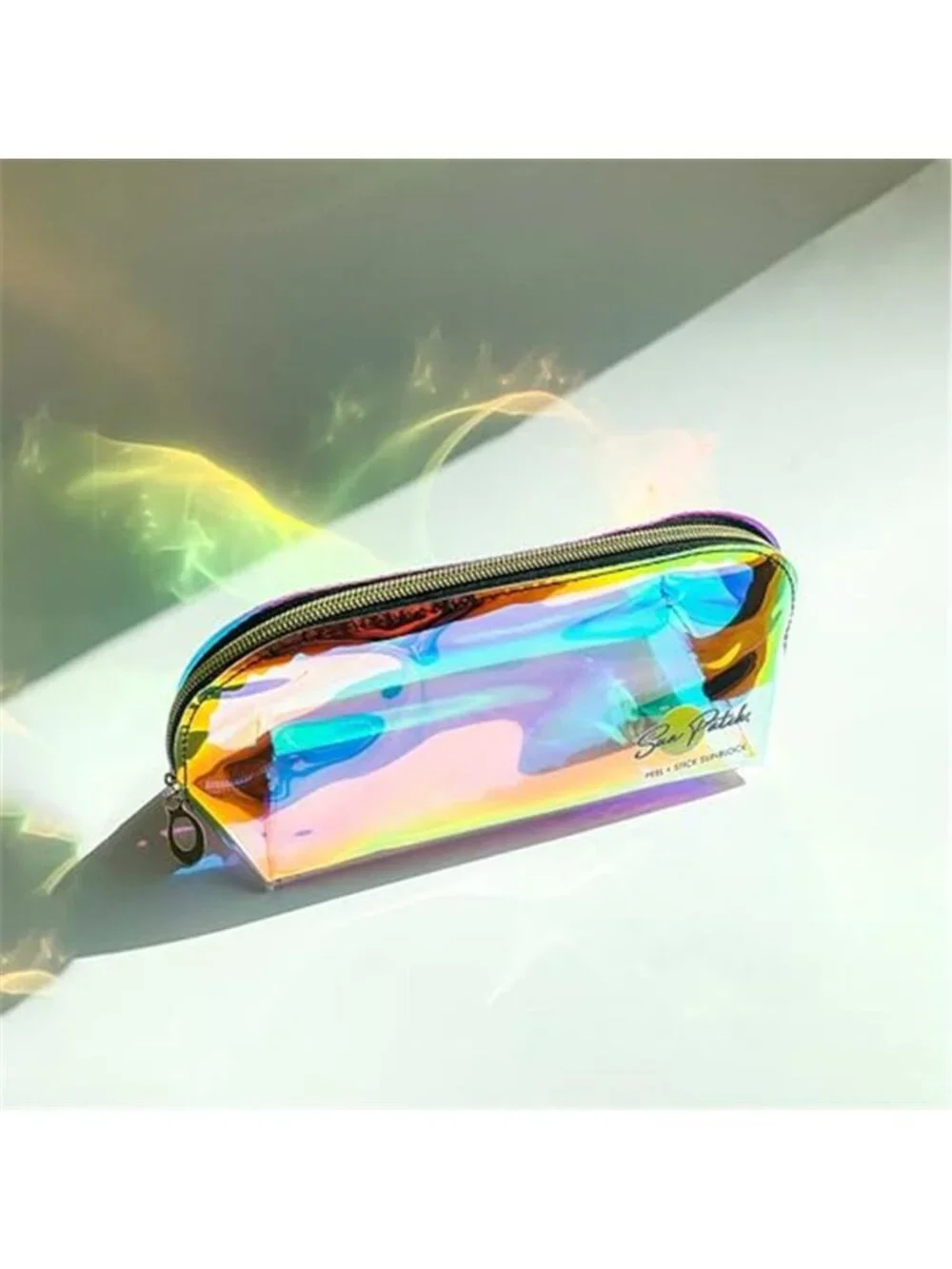 Clear Iridescent Holographic Makeup Bag, 1pc Travel Cosmetic Pouches with