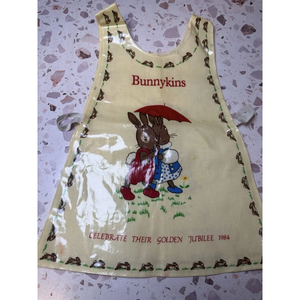 Vintage Bunnykins 1984 Golden‎ Jubilee PVC Coated Apron Bib UK Doulton