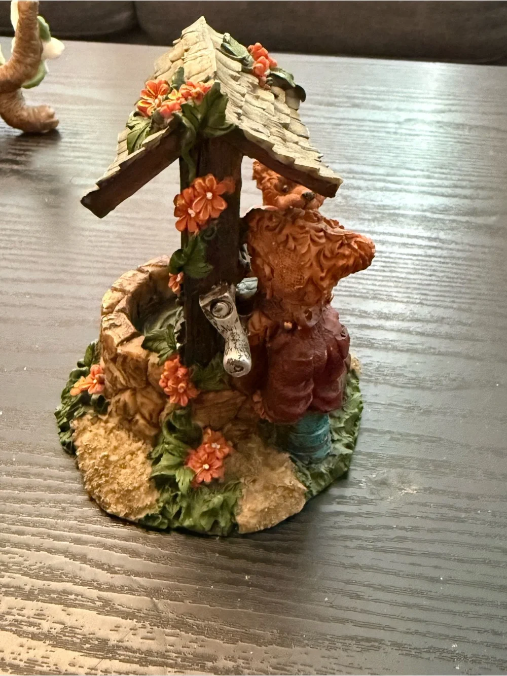 Gertrude B. Gable Handcrafted Resin Bear Figurine Well Scene 1992 6in