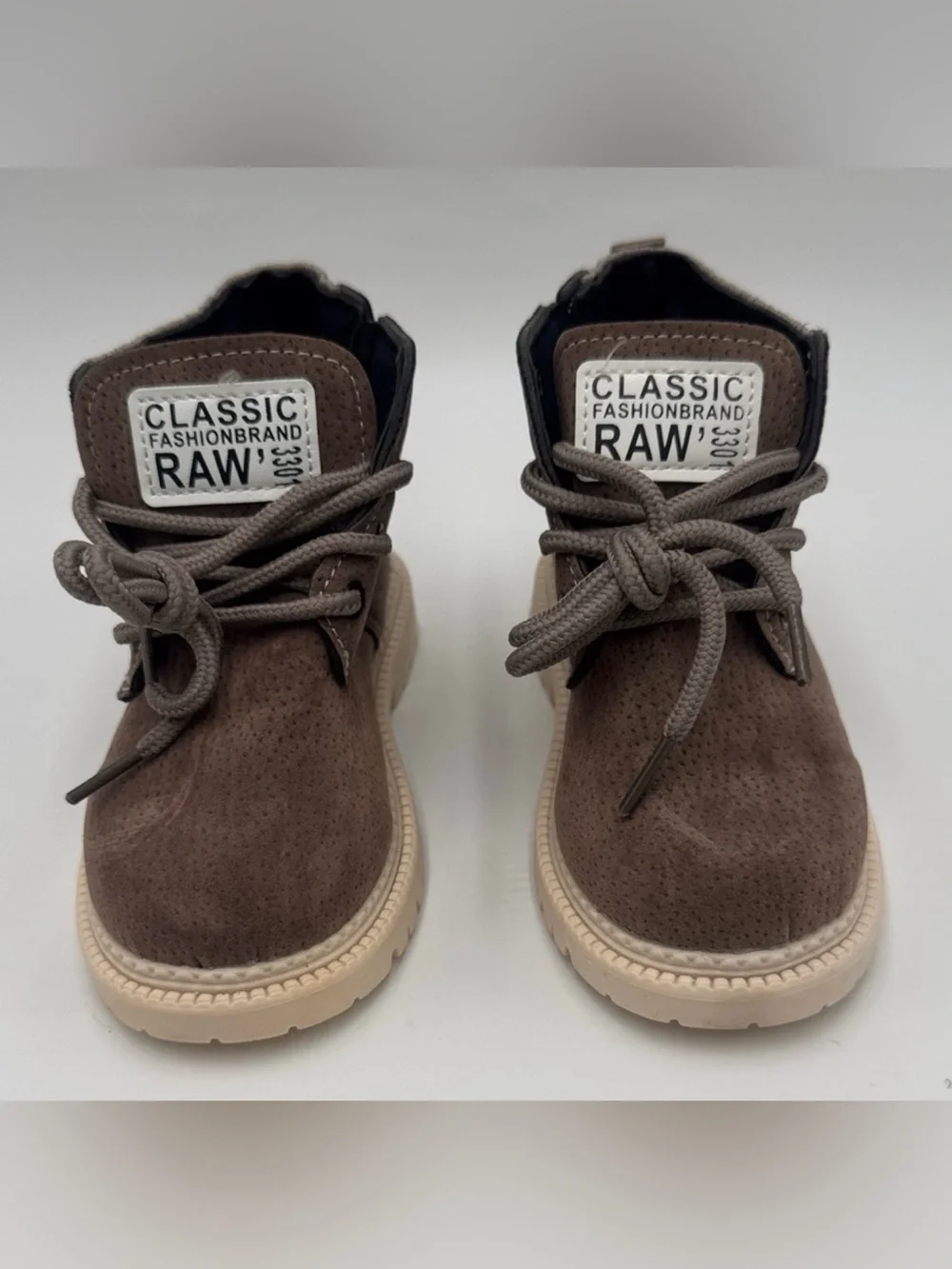 Classic Fashion Brand RAW' Kids Boots Brown Faux Suede Size 29 (US 12 Toddler)