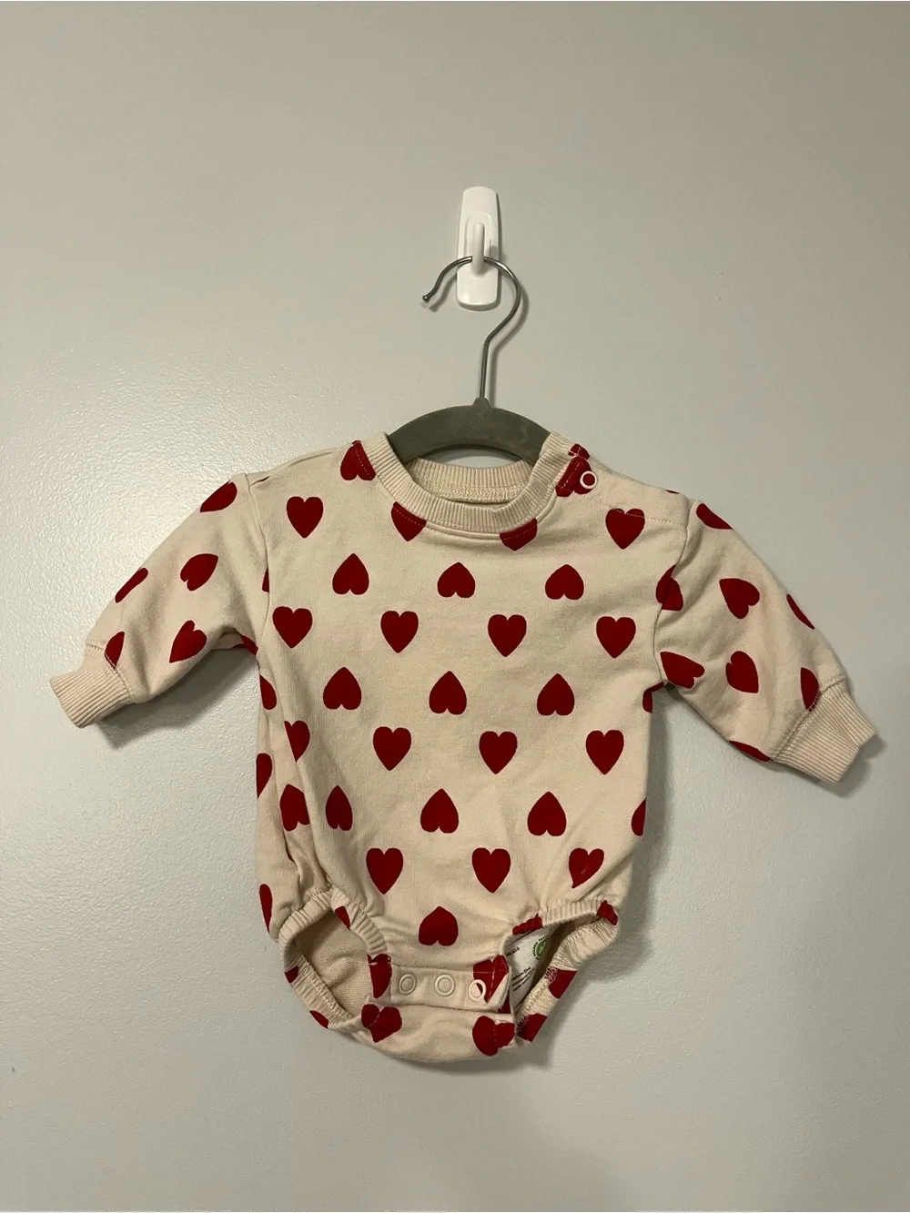 Carter's Cream One-Piece with Red Heart Pattern