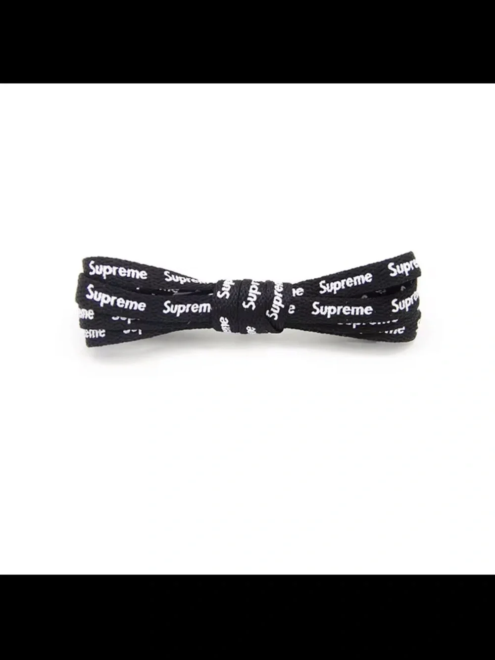Supreme Black Shoelaces with White Logo Print