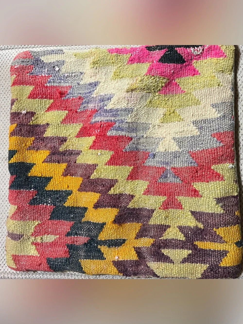 Vintage Handmade Turkish Kilim Flatweave Accent Pillow Cover