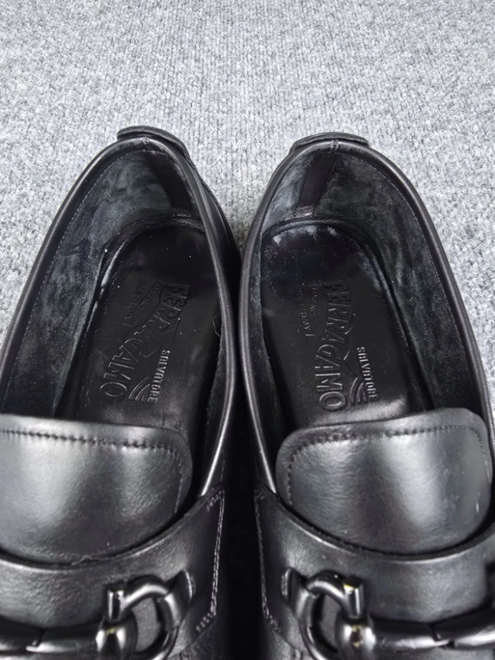 Salvatore Ferragamo Black Leather Gancini Bit Loafers - Size 9.5 D