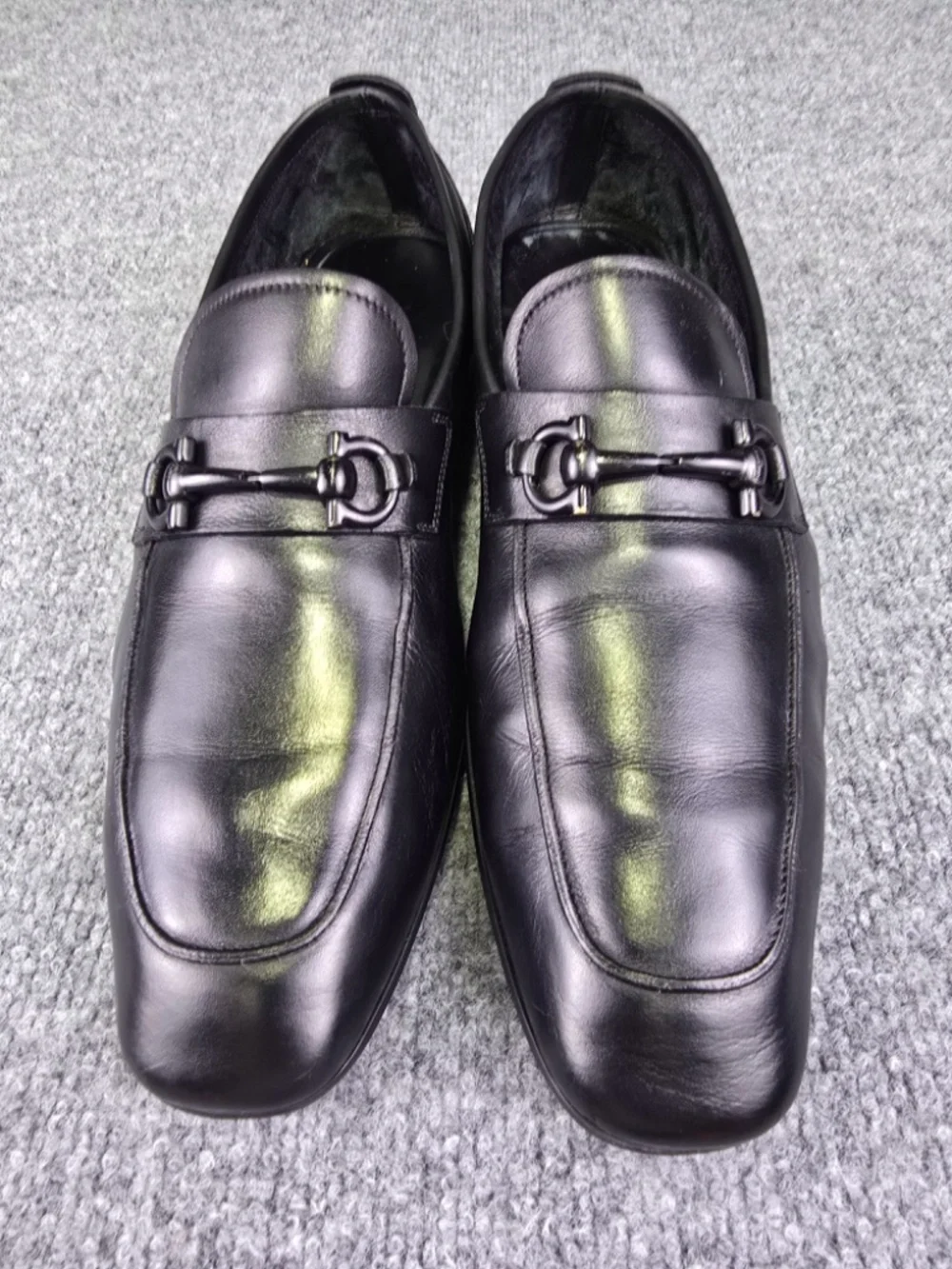Salvatore Ferragamo Black Leather Gancini Bit Loafers - Size 9.5 D