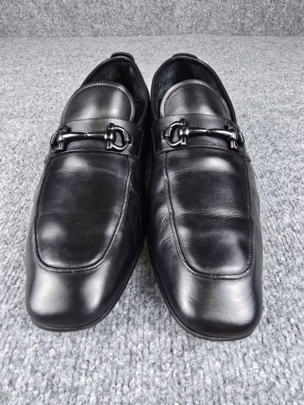 Salvatore Ferragamo Black Leather Gancini Bit Loafers - Size 9.5 D